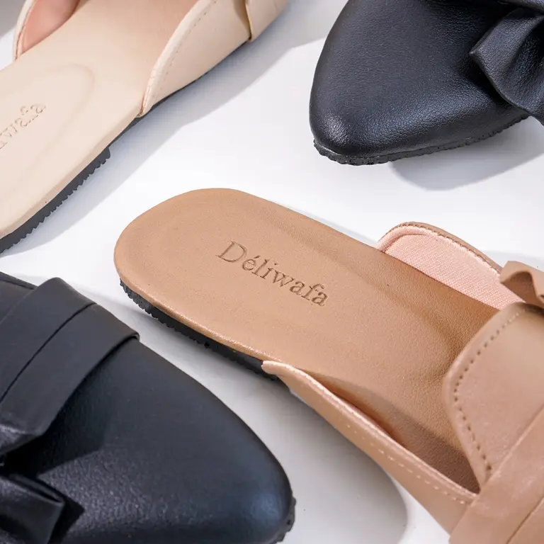 [Deliwafa] Camira Slop Fashion 2 Flat Shoes Wanita 4