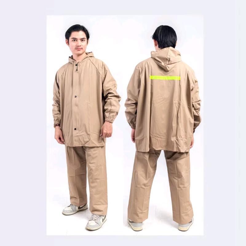 JAS HUJAN DEWASA PRIA WANITA TEBAL MANTEL HUJAN UNISEX BAHAN PREMIUM KUAT Setelan Biru Merah Hijau 6