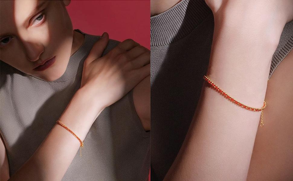 Gelang pasangan gaya kuno dari baja titanium 18K, tenunan tangan untuk wanita dan pria, gelang keberuntungan yang bisa disesuaikan panjangnya 15+5 cm, gelang emas/ hitam sederhana, aksesori modis, juga bisa digunakan sebagai gelang kaki