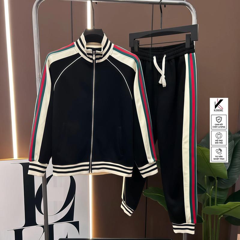  Bộ Nỉ Nam 2 Lớp Phối Kẻ Sọc Bộ Quần Áo Thu Đông Nam 2 Màu  Đen Và Xanh Than Kimme Luxury Sport Chạy Bộ Thể Dục Tập Gym spicyuuu  diving suit Tập Thể Dục 