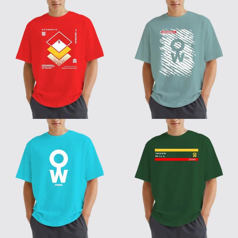 Product Introduction of Kaos 100rb 8 Pcs Kaos GreenWill Baju Atasan Lengan Pendek Pria Wanita Dewasa T-Shirt Hitam Distro Oblong 8