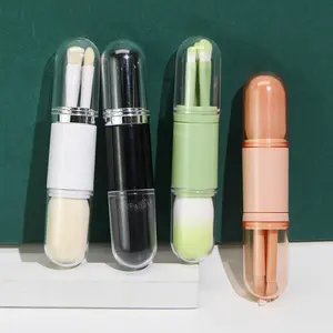 BISA COD Set Brush Make Up Mini F6305 / 4 in 1 / Kuas Wajah / Bulu Kuas Premium / Penutup Kuas