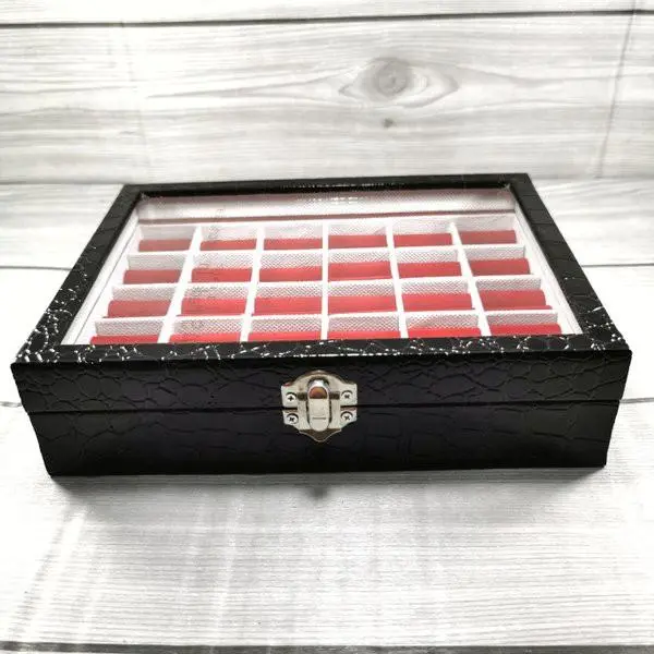 Kotak Cincin Batu Permata Box Kaca Isi 30 Premium