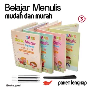Buku ajaib anak Sank Magic buku 4 set lengkap dengan pulpen + tinta yang bisa menghapus sendiri perlengkapan pendidikan menulis- angka huruf berhitung menggambar