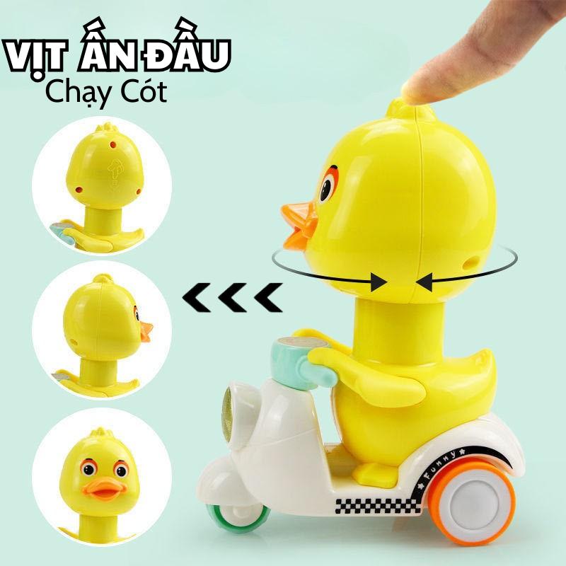 Đồ Chơi Vịt Vàng Lái Xe Máy Đáng Yêu - Ấn nhẹ đầu là chạy bốc đầu vui nhộn cho bé