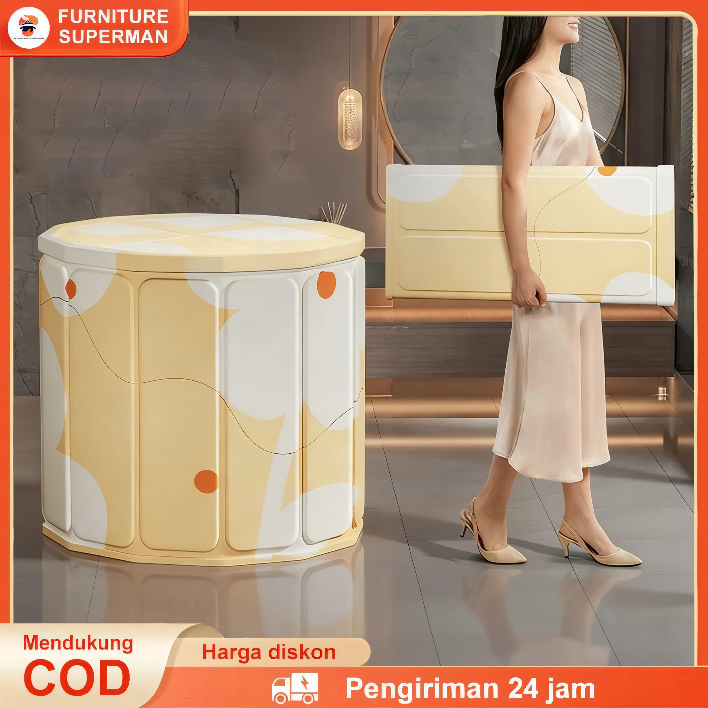 Bak Mandi Lipat SPA Portable Bathtub Portable Dewasa 116CM Bak Mandi Lipat Isolasi Panas Anti Bocor
