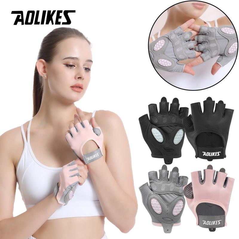 Găng Tay Nửa Ngón Thể Dục, AOLIKES, 1 Cặp, Dùng Cho Cử Tạ Và Tạ, Găng Tay Tập Tay, Tập Luyện Tập Gym, Lòng Bàn Tay Thanh Tạ, Chống Trượt Và Chống Sốc, Găng Tay Thể Thao Chống Trơn Nam