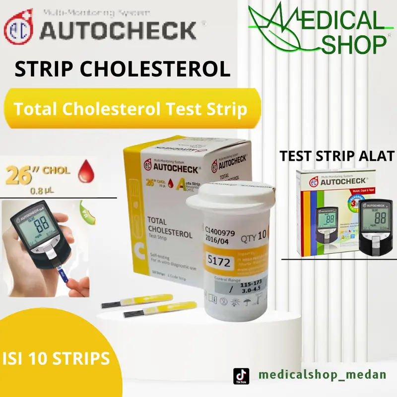 AUTOCHECK l Strip Kolesterol Isi 10 pcs l Refill Cholesterol Test Strip 1