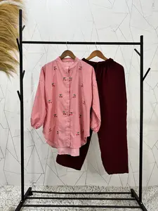 HF - Oneset Keirra Salur Bordir Cherry  Katun Set Wanita | Oneset Wanita Terbaru