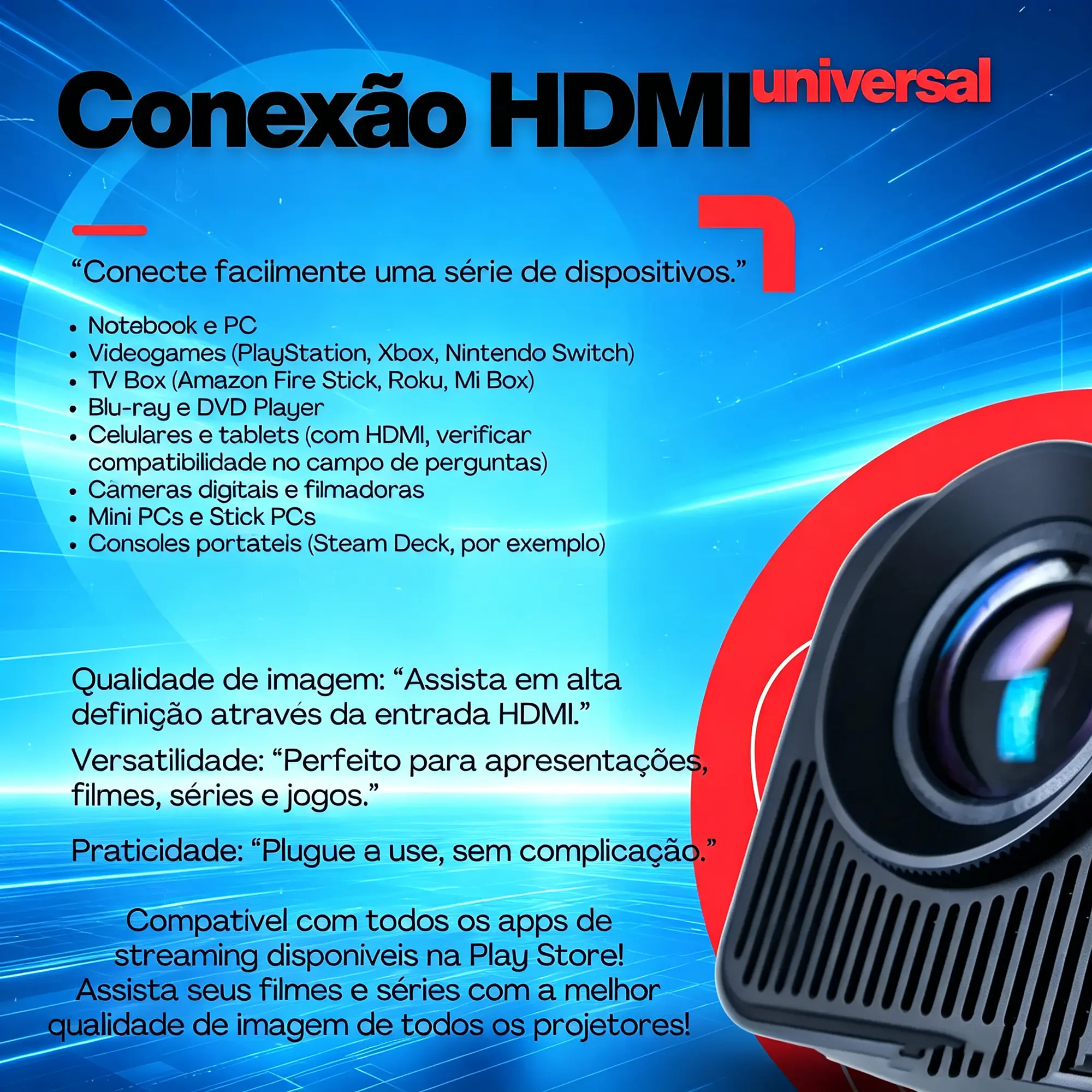 Projetor Portátil VLX HY320 Mini 4K Suporte Android Wi-Fi 6 Bluetooth para Cinema Doméstico - imagem 3