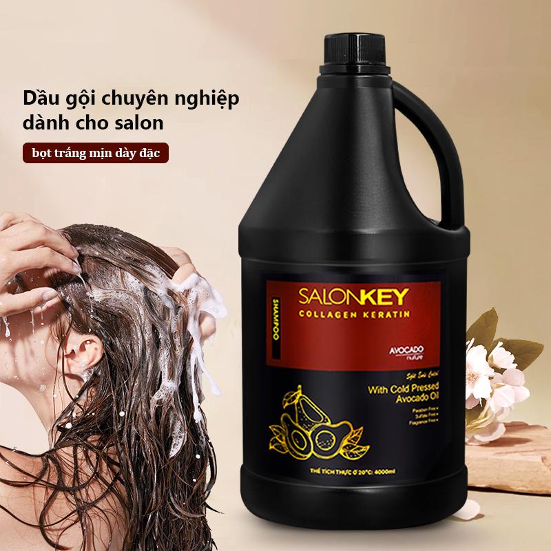 SalonKEY Dầu gội salon 4000ml Collagen Keratin phù hợp cho tiệm làm tóc và gia đình sửa chữa tóc hư tổn và làm sạch mà không gây hại cho da tay