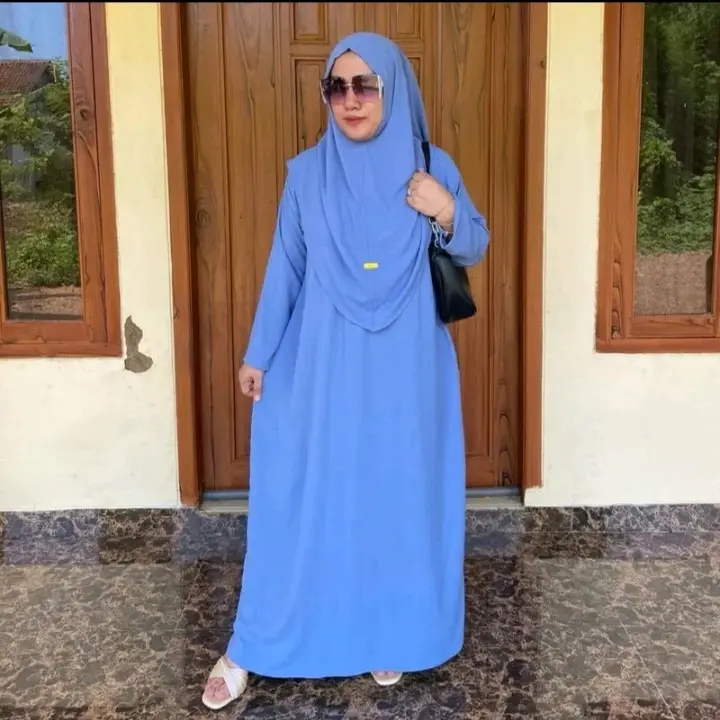 GAMIS ABAYA+ HIJAB JUMBO CRINGKEL AIRFLOW Polos/gamis muslim , 5