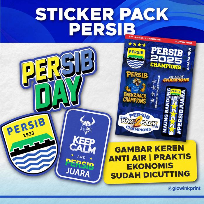 Gambar Sticker Pack PERSIB, Vinyl, Anti air, Sticker Motor Mobil PERSIB, Sticker PERSIBDAY dari Glowink Print Kota Bandung Tokopedia