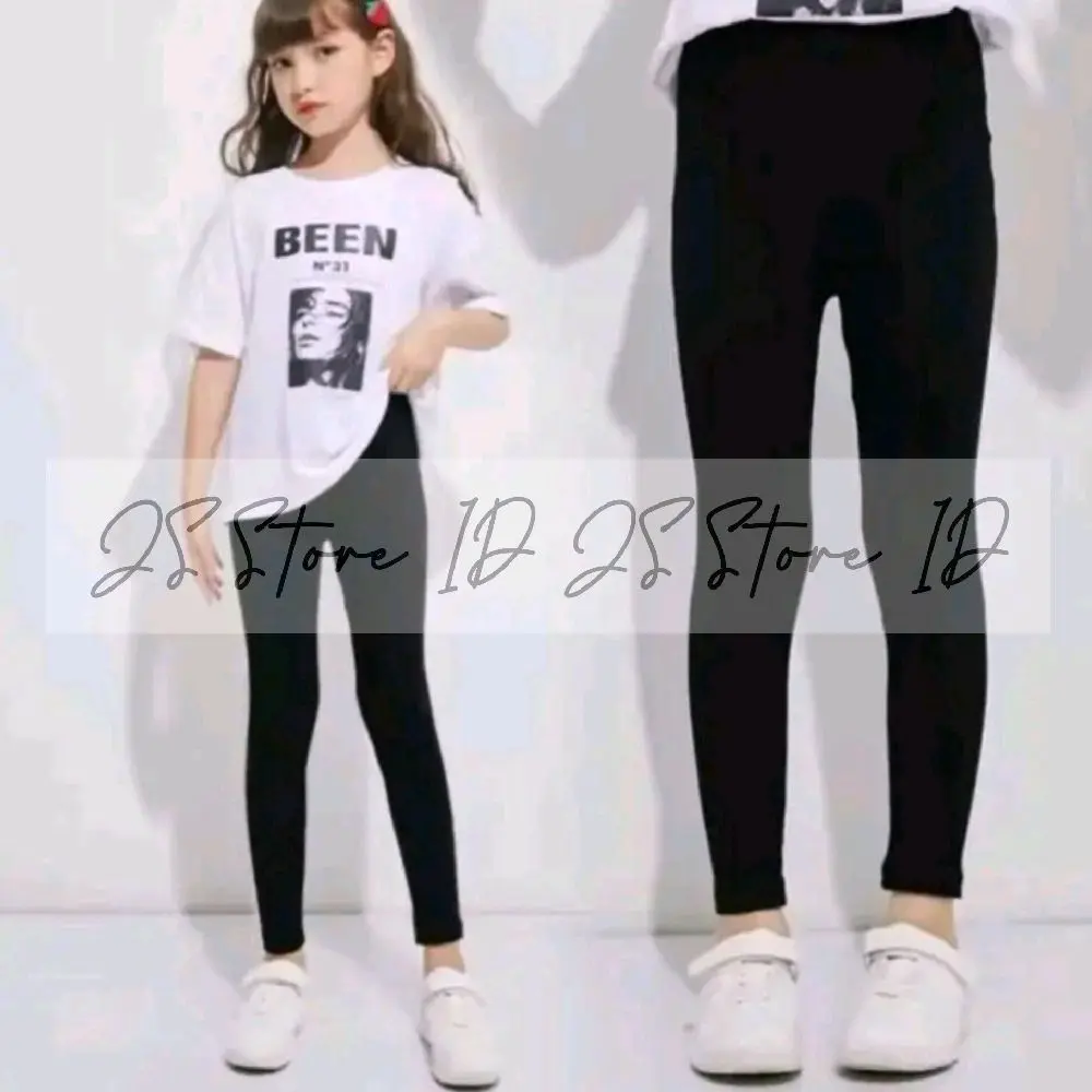 Celana Legging Anak Perempuan Polos Bahan Spandek S - XXL Usia 2-13 Tahun