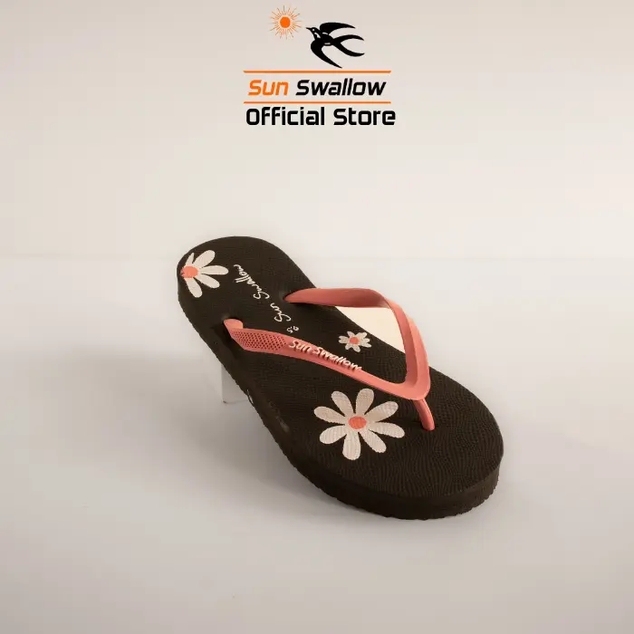 Sandal Jepit Karet Wanita Sendal Sun Swallow Aster Hitam Tal