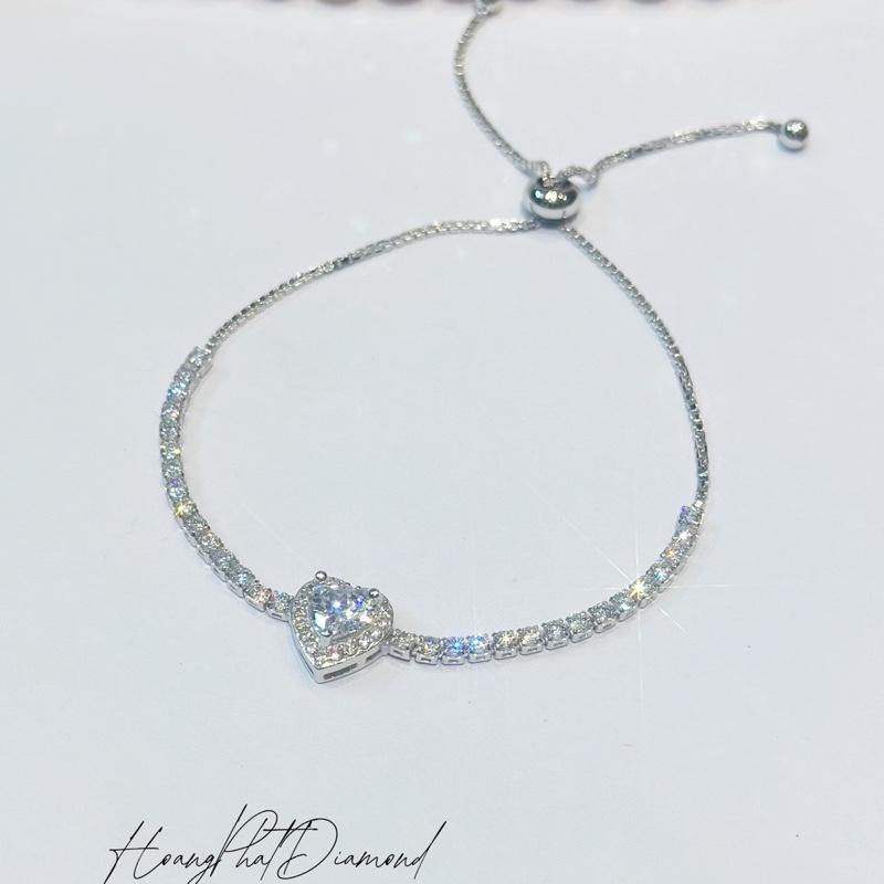 [ Hoàng Phát ] Phụ Kiện Lắc Tay Bạc Kiểu Dây Rút Mặt Trái Tim Tấm Xi Kim (LT0406)