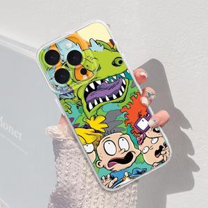 [Funda Transparente [Diseño de Estilo Rugrats Dino Colorido]]Material TPU blando anti-caídas, orificios precisos + cubierta total.Compatible con iPhone 17 Air/16 Pro Max/15/14/13/12, Samsung S25, Honor X8B, Xiaomi/Redmi/Motorola.