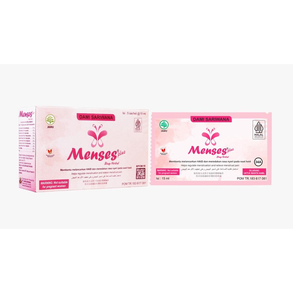 Sariwana Menses Sachet Cair 1 Box 5 Sachet Pelancar Siklus Haid dan Mengatasi Nyeri Haid Sirup Kesehatan Wanita