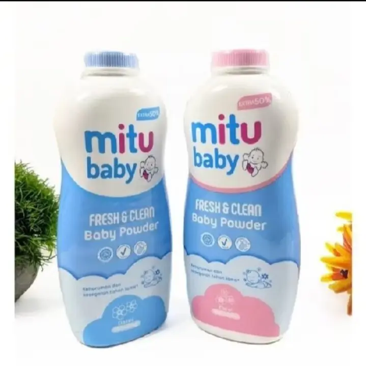 bundling 2pcs mitu baby powder fresh&clean jumbo 150 gr. 3