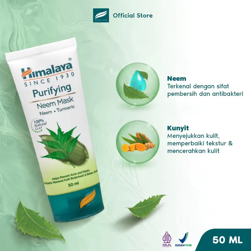Himalaya Neem Mask 50ml 100ml / Himalaya Face Mask Mengencangkan Muka Masker Wajah Masker Anti Jerawat Kunyit 8
