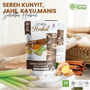 Teh Jahe Sereh Kunyit dan Kayu manis isi 30 tea bag Instan Minuman Herbal Serbuk Daun