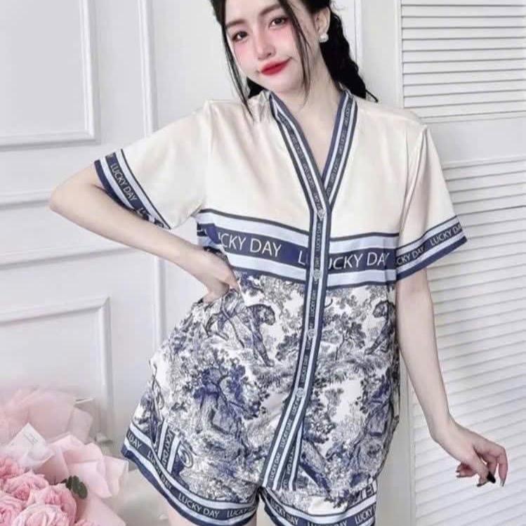 Set đồ bộ đùi pijjama chất liệu vải lụa Latinh mềm mịn mát đẹp dành cho phụ nữ 3