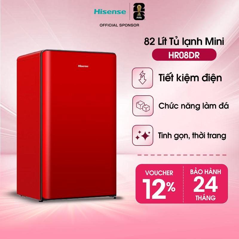 Tủ lạnh mini có ngăn đá Hisense 82 lít HR08DW/HR08DR Tiết kiệm điện, Giao hàng toàn quốc