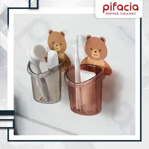 PIFACIA Tempat Sikat Gigi Tempel Dispenser Odol Gantungan Dinding