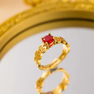 Liui   Cincin Koin Uang Keberuntungan Cincin Ceruk Modis yang Dapat Disesuaikan Cincin Terbuka Zirkon Indah Gift Ring