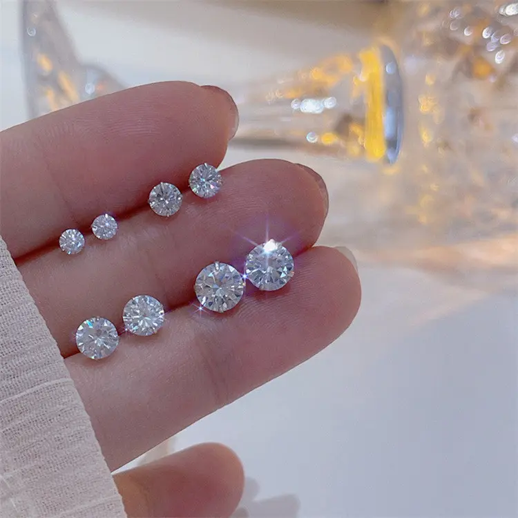 S925 Mini Simple student imitation diamond earrings Men's and women's fashion accessories wholesale