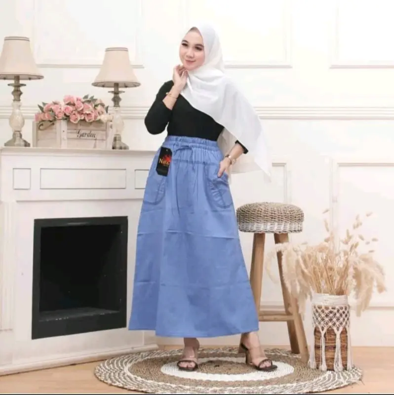 Cargo Pants Wanita - Celana Panjang Kulot Highwaist bahan Soft Jeans Grey Pinggang Karet 6