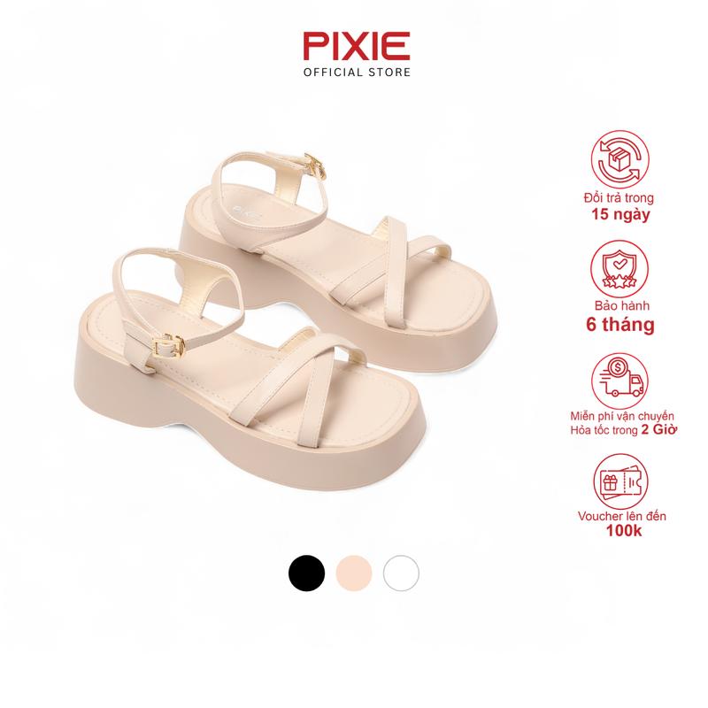 [XẢ KHO] Giày Sandal Nữ Đế Xuồng 6cm Quai Chéo Pixie X971