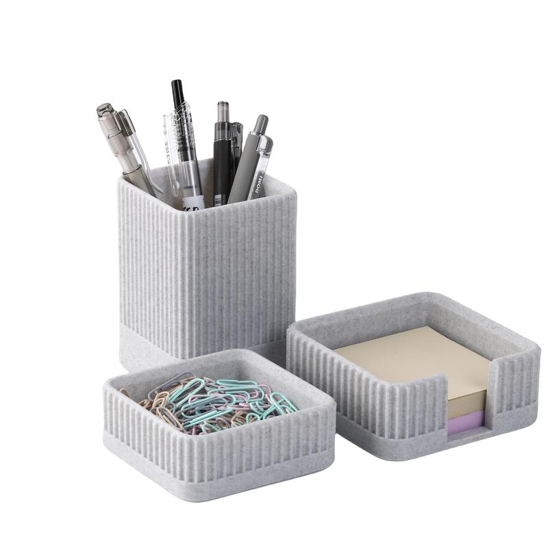 Product Introduction of Desk Organizer Set, 3 Counts/set Pen Holder & Paper Clip Storage & Sticky Note Holder, Desktop Storage Box for Office Home School 0