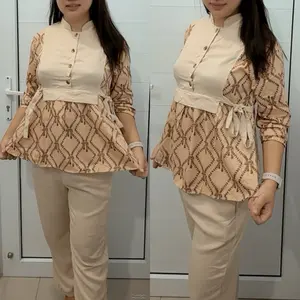 Cindy Set - Set Rayon Twill Bunga Kancing ikat samping premiun