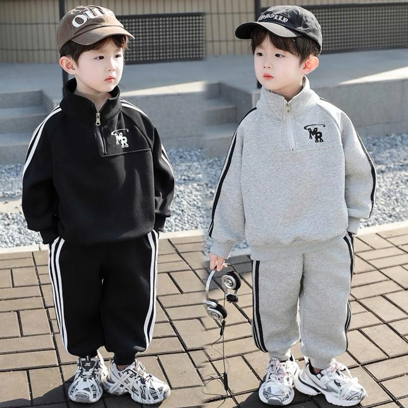  Bộ Quần Áo cho bé trai bé gái phối viền sọc thể thao CHẤT NỈ BÔNG TÀU  cho bé đi học đi chơi size 14-45kg. MS3 