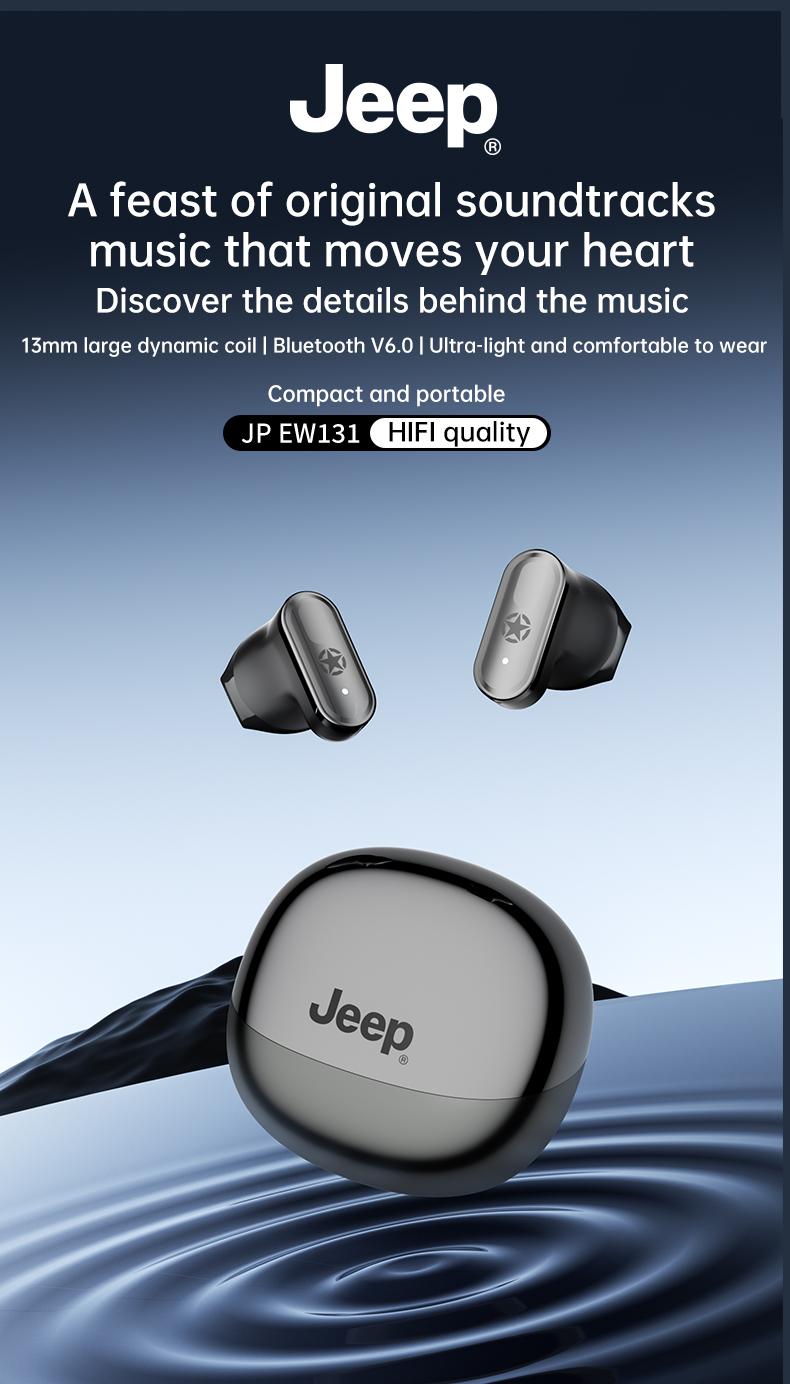 Jeep JP-EW131 TWS Earphone Bluetooth 6.0 Headphone Nirkabel Kontrol Sentuh Suara HIFI Panggilan HD Headset