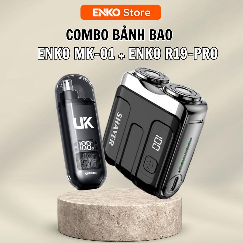   ĐỘC QUYỀN ENKO  Máy Cạo Râu R-19-Pro TẶNG Máy Tỉa Lông Mũi MK-01 HIển Thị Pin Có Kháng Nước Pin dùng 2 Tháng Lưỡi Kép Tự Mài Không Tổn Thương Da Hàng Chính Hãng - Bảo Hành 12 Tháng 
