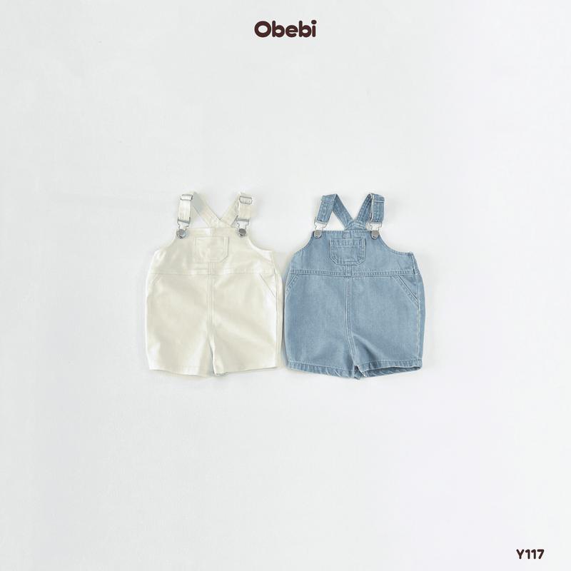  Y117 Yếm Denim -Kaki Túi Ốp Ngực Mềm Mại Dễ Thương Cho Bé Obebi 