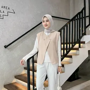 Khafi Vest Rompi Premium Wanita | Blazer Vest Korean Style | Outfit Kerja, Kuliah Wanita Atasan Terbaru 2024 Casual Panjang Outer