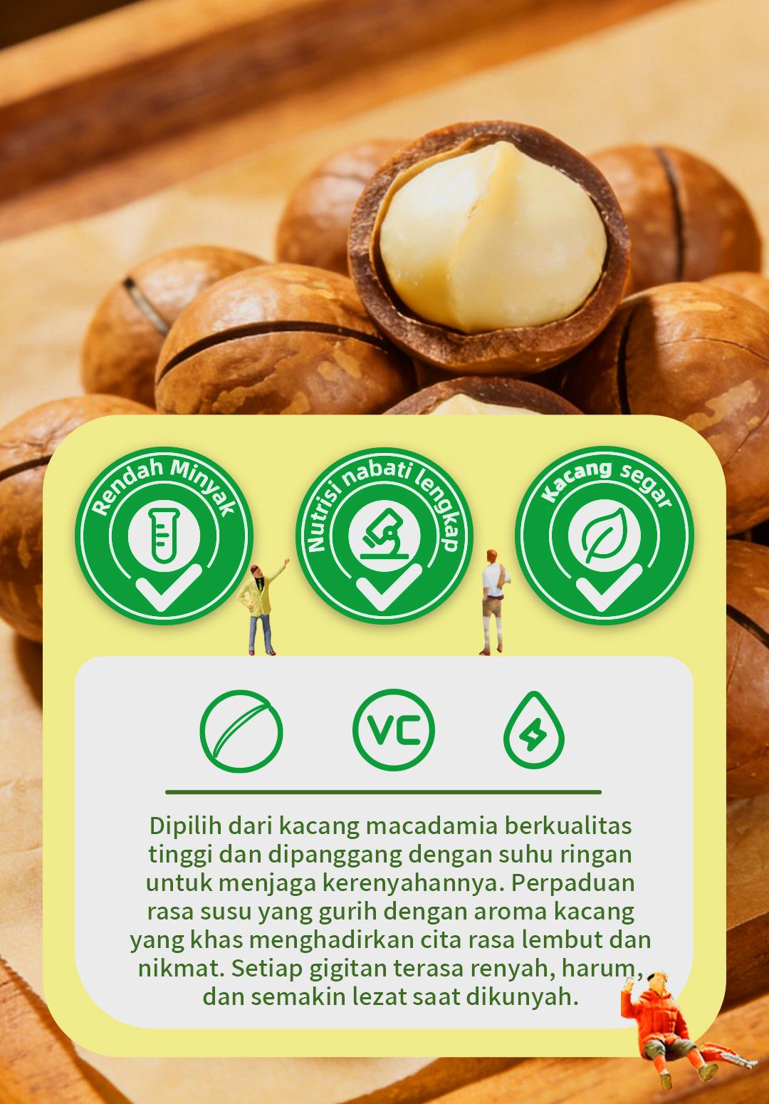 【Luckymore】Macadamia Nuts Rasa Susu 250gr HALAL Cemilan Sehat & Premium Tanpa Pengawet & Pewarna Buatan Tekstur Renyah Rasa Alami