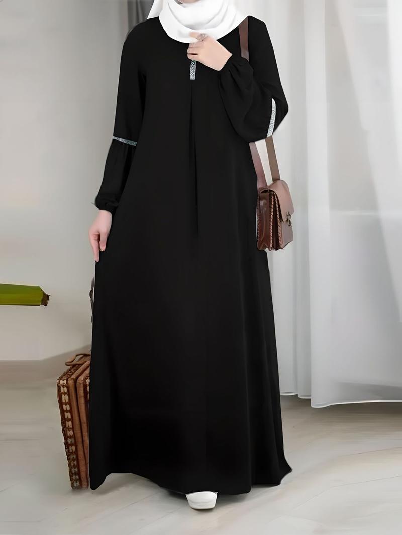 Product Introduction of Fashionable long sleeved Abaya dress casual sequin sun skirt clothing 9