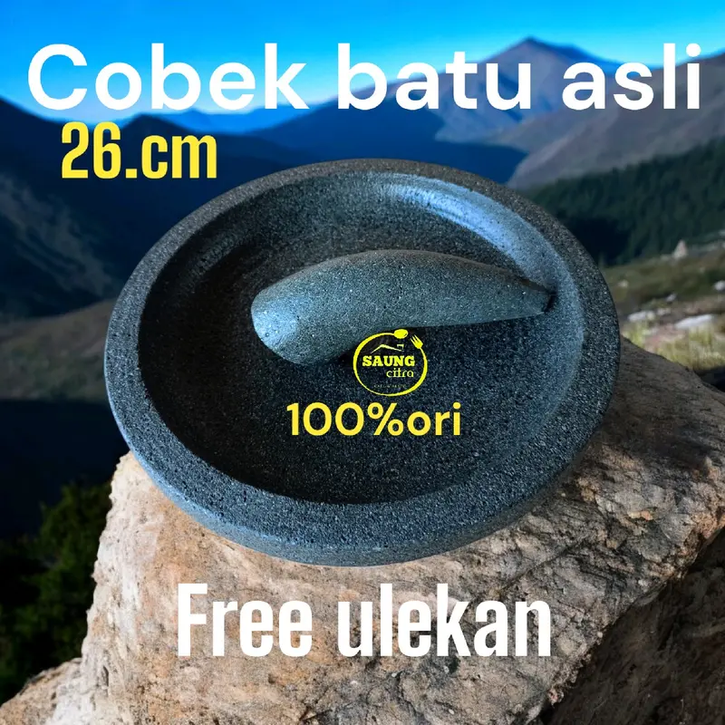 cobek bubut batu asli 26cm satu set Kitchenware gunung 0
