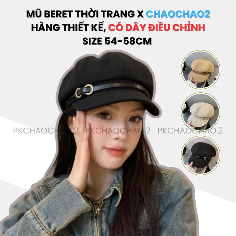 BVC125 Mũ Nồi Nón Beret Dây Da Hàng Thiết Kế Thời Trang Hàn Quốc Cho Nữ
