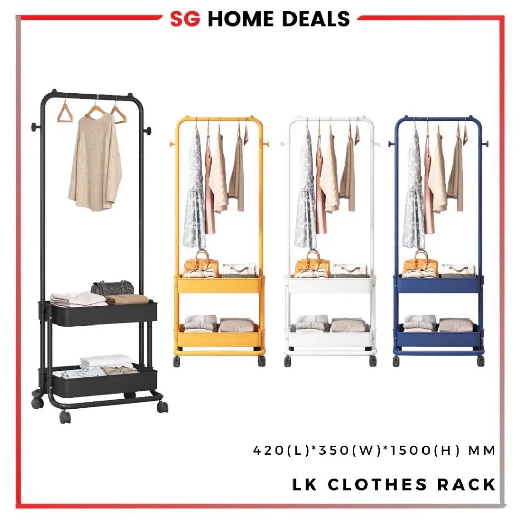 Cloth Hanging Rack with Wheels / Movable Clothes Organizer / Cloth Storage Rack Drying Rack
