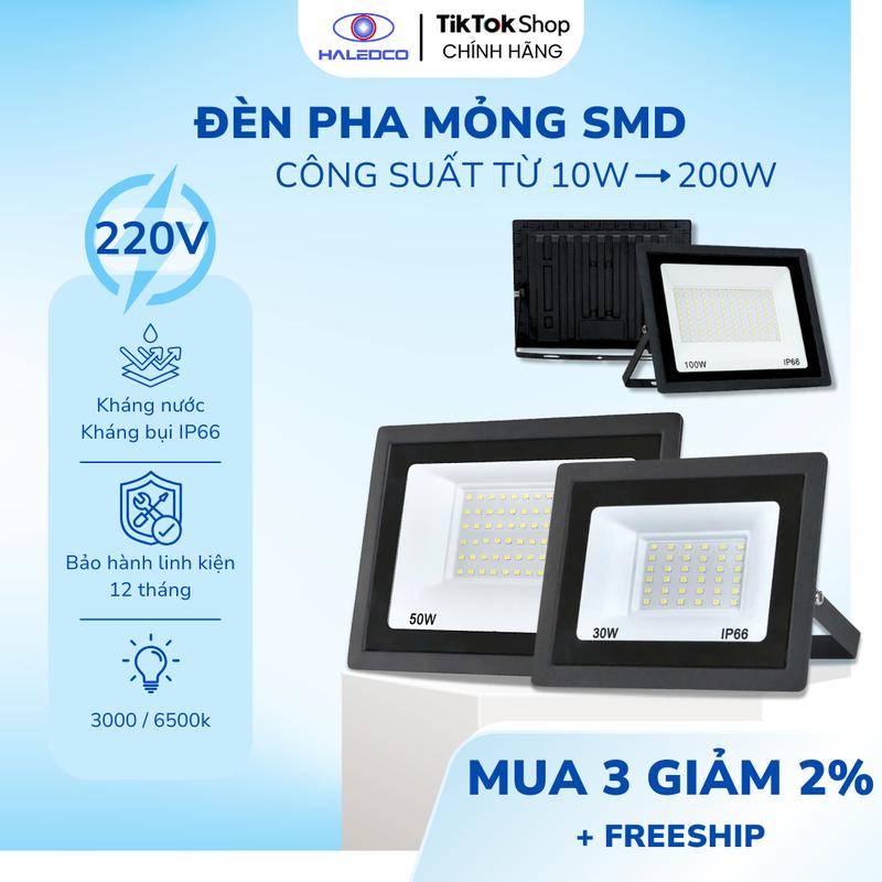 CHÍNH HÃNG - GIÁ TẠI XƯỞNG Đèn pha LED chiếu sáng biển quảng cáo sân vườn kho bãi công trình,...chống nước chống bụi HALEDCO - FL6M - BẢO HÀNH 12 THÁNG