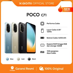 POCO C71 (4+4GB/128GB) Performa Cadas | Layar Cadas 6.88" 120Hz | Baterai Cadas 5200mAh | Expansi RAM hingga 8GB dan storage 128GB | 15W Pengisian daya Cadas [Official Store]