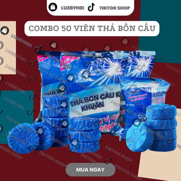 [Combo 50 Viên] Viên Thả Bồn Cầu Khử Mùi Hôi Sạch Mảng Bám Vi Khuẩn, Viên Thả Toilet Diệt Khuẩn Tẩy Sạch Vệ Sinh Vết Bám Bẩn Làm Sạch