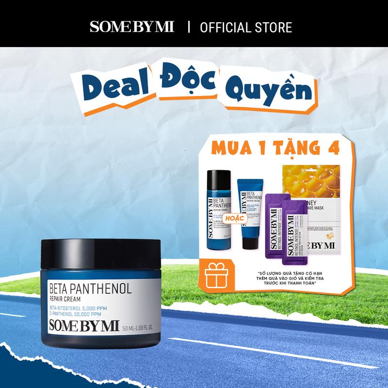   Chảnh  QT 1 kem dưỡng B5 20ml hoặc 1 toner B5 30ml + 2 kem mắt 1ml + 1 real mask  Some By Mi Kem dưỡng ẩm sâu Some By Mi Beta-Panthenol Repair cream 50 ml Women 