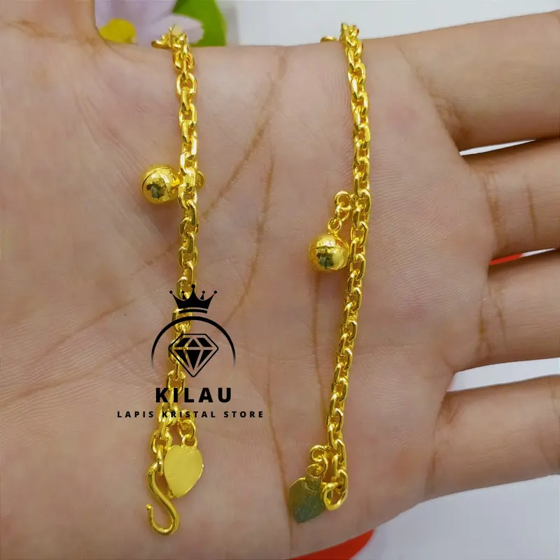 gelangrantai mainan 5 sepuh emas 24k lapis Crystal 6