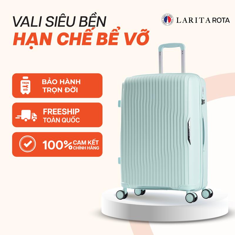 Vali Larita Rota MG0324 3 Size Vali kéo du lịch Chất liệu Nhựa PP siêu bền bỉ, hạn chế bể vỡ, chịu mọi va đập, Khoá số TSA chuẩn HOA KỲ - Vali MIA MIỄN PHÍ BẢO HÀNH TRỌN ĐỜI.